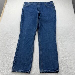 Carhartt B18 DST Mens Jeans 42 X 32 Traditional Fit Blue Cotton Work Denim